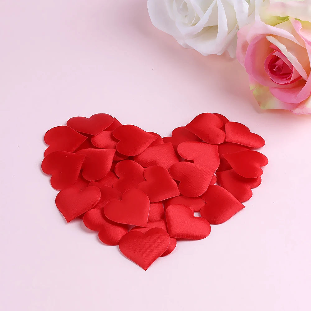 100Pcs/lot Fabric Love Heart Sponge Rose Petals DIY Wedding Party Decorations Valentine's Day Birthday Supplies Handmade Craft
