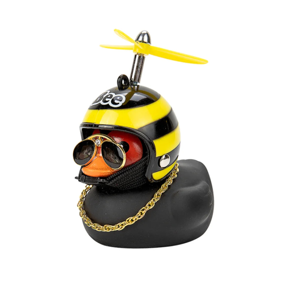 Car Gift Duck With Helmet Broken Wind Pendant Small Yellow Duck Road Bike Motor Helmet Riding Cycling Accessories Without Lights