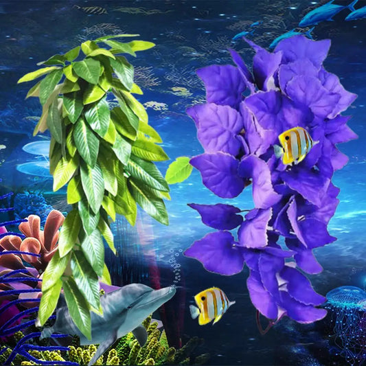 Artificial Aquatic Plants Hanging Leaves Rattan Fish Tank Decoration Aquarium Plants Underwater Aquatic Plants Ornamental Decora