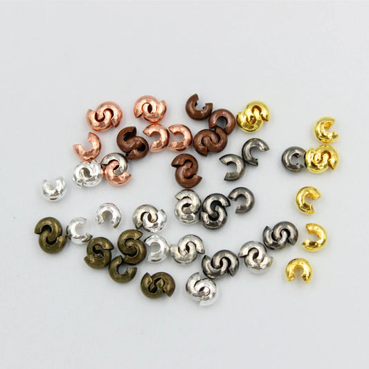 100pcs 3 4 5 6mm Copper Half Round Open Crimp Beads Covers Knot Covers Beads End Tips For Necklace Earring Jewelry Making