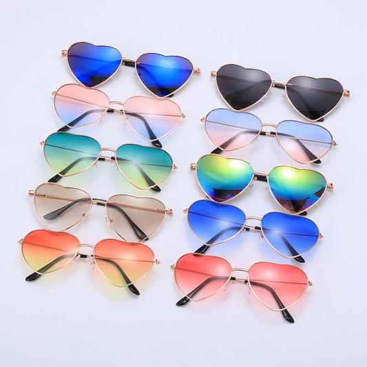 1PC Women Heart Shape Sunglasses luxury Brand Designer Men Metal Frame Sun Glasses Vintage Gradient Ocean Lenses UV400 Shades