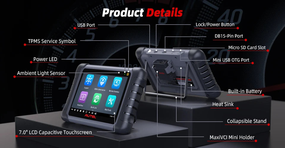 Autel MK808S Bi-Directional Control Automotive Scanner Car Diagnosis and IMMO Key Coding Tool PK MX808S MK808BT PRO