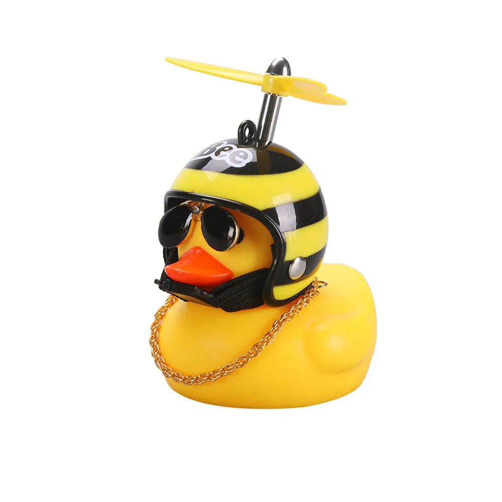 Car Gift Duck With Helmet Broken Wind Pendant Small Yellow Duck Road Bike Motor Helmet Riding Cycling Accessories Without Lights