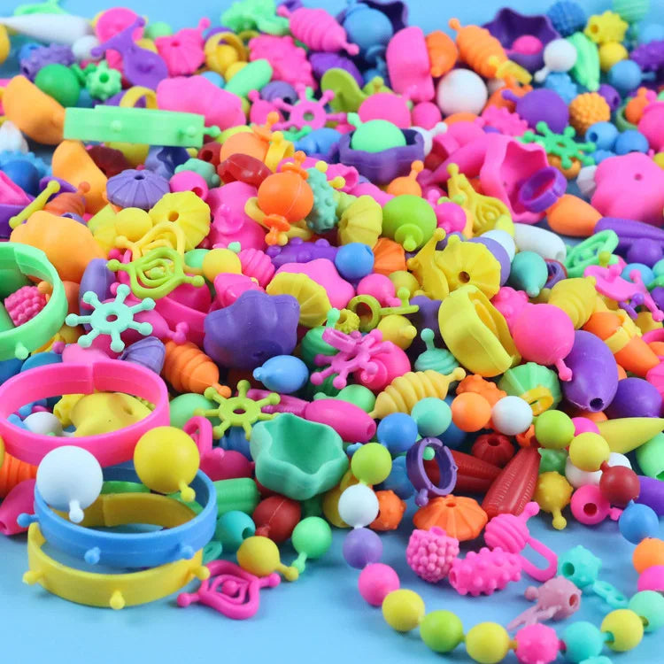 Pop-Arty Beads Snap-Together for Kid Jewelry Fashion Kit DIY Necklace and Bracelet Crafts Birthday Toy Gifts Kids Beads