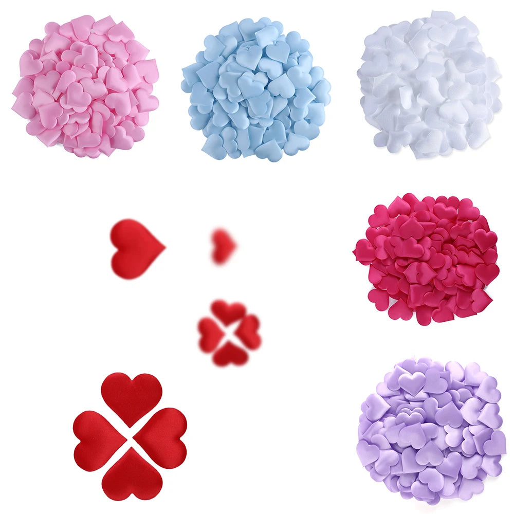 100Pcs/lot Fabric Love Heart Sponge Rose Petals DIY Wedding Party Decorations Valentine's Day Birthday Supplies Handmade Craft