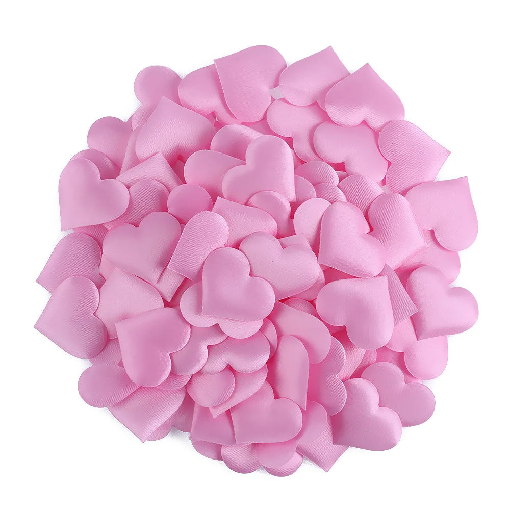 100Pcs/lot Fabric Love Heart Sponge Rose Petals DIY Wedding Party Decorations Valentine's Day Birthday Supplies Handmade Craft