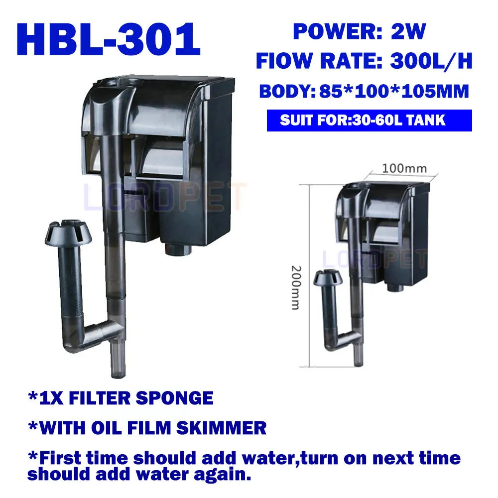 SunSun Hang On Up Waterfall Filter Water Pumps Hanging External Pump For 15-120L Aquarium Fish Turtle Tank HBL Series Skimmer