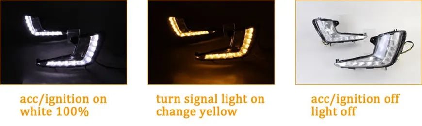 Car LED DRL 12V Daylights For Kia Rio K2 2011 2012 2013 2014  Yellow Turn Signal Daytime Running Headlamps Auto Driving Fog Lamp