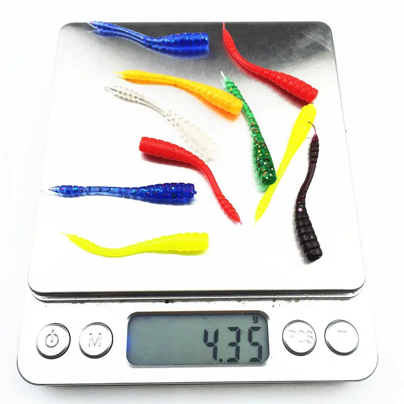 50pcs 45mm 4.5g fish smell Soft Worm Shrimp Fish Ocean Rock lure bass Jerkbait shrimp smell Wobblers Carp Pesca Peche soft lure