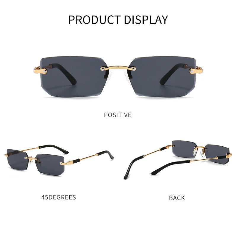 3 Pairs Per Set Rimless Rectangle Sunglasses Fashion Men Women Small Frame Summer Candy Colors Outdoor Female Shades Sun Glasses