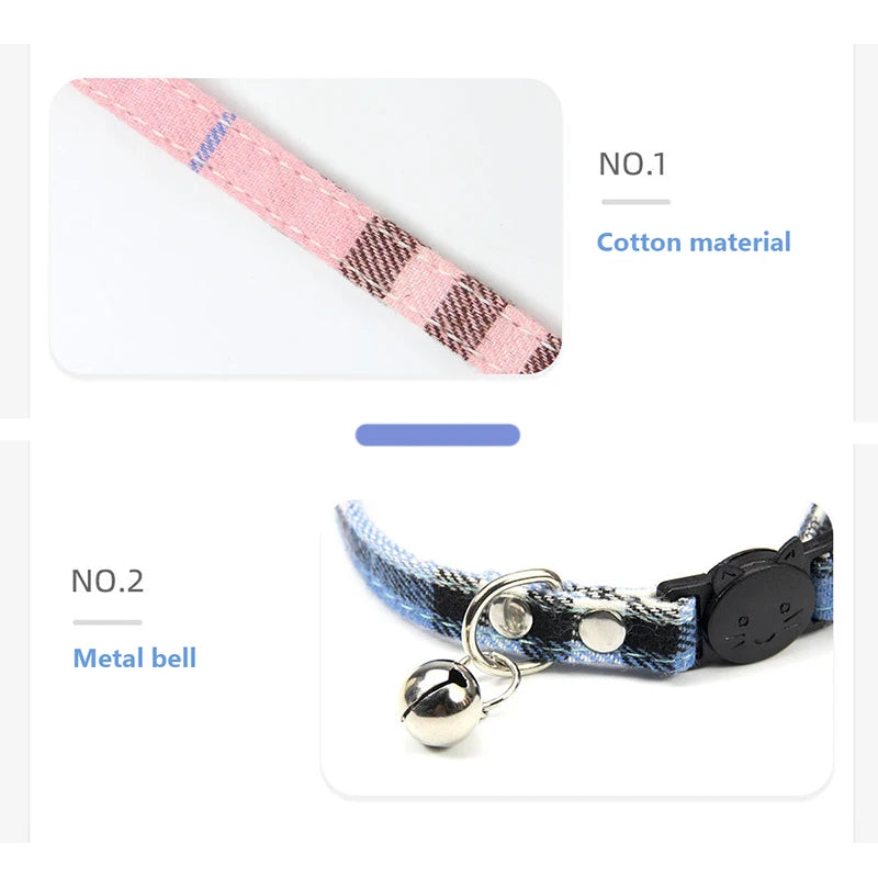 Adjustable Collar for cats Security snap Cat Collar with bell Cotton Material Does Not Hold The Neck Pet Products Puppy Collar