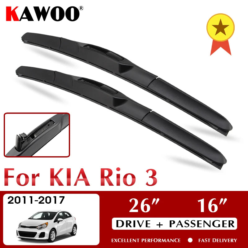 KAWOO Wiper Front Car Wiper Blades For KIA Rio 3 2011-2017 Windshield Windscreen Front Window Accessories 26"+16" LHD RHD