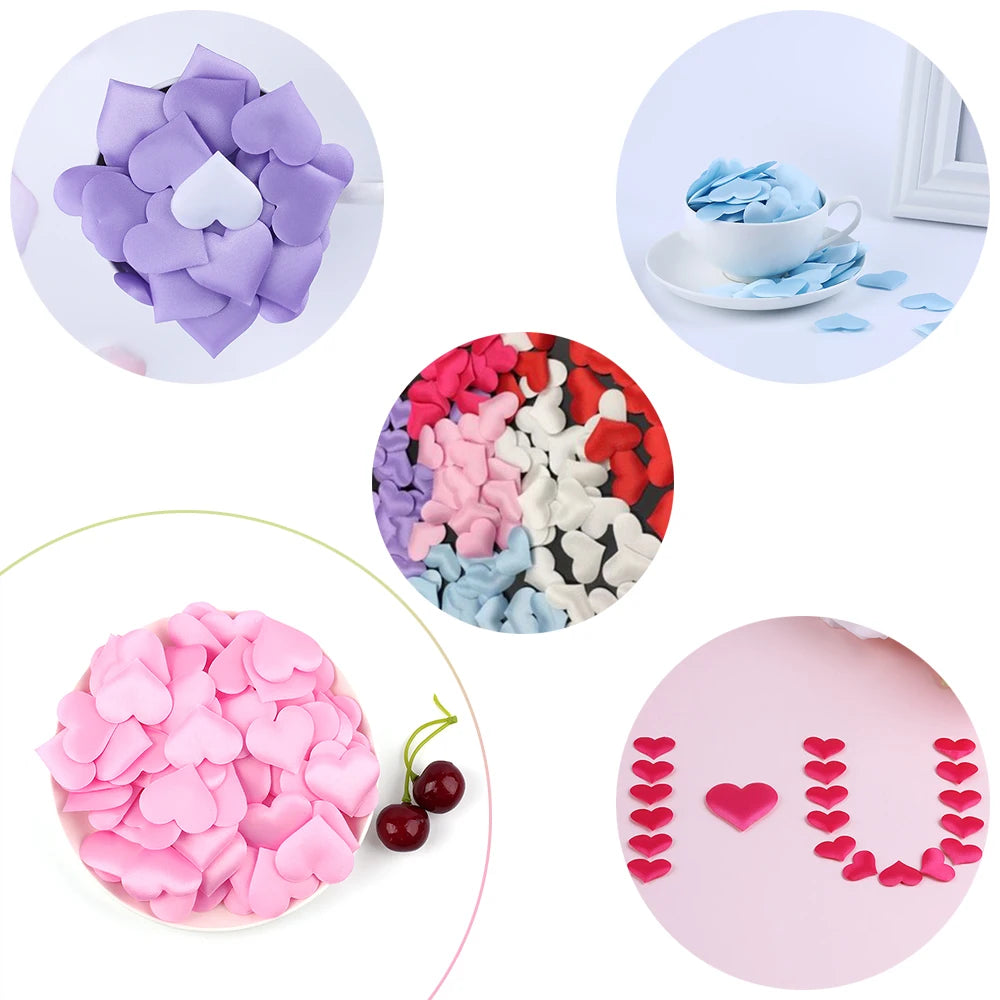100Pcs/lot Fabric Love Heart Sponge Rose Petals DIY Wedding Party Decorations Valentine's Day Birthday Supplies Handmade Craft