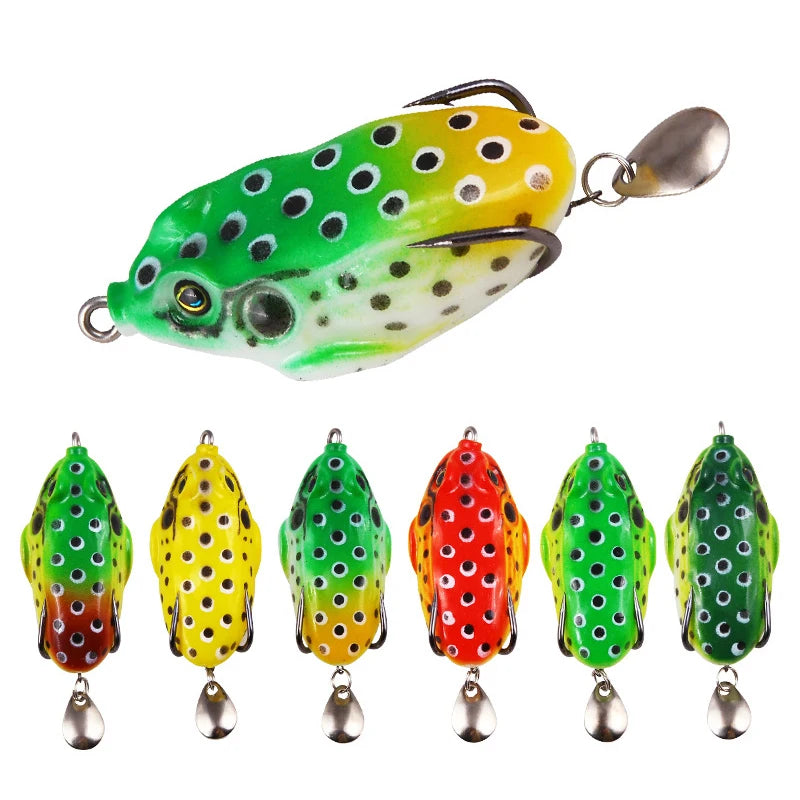 1Pcs Frog Lure 80mm Fishing Lures Treble Hooks Topwater Ray Frog Artificial Crankbait Spoon Artificial Soft Bait Minnow Crank