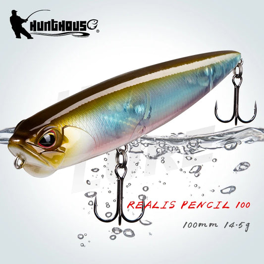 Hunthouse Realis Pencil Fishing Lure Topwater Stickbait Floating 2.56in/3.93in 0.19oz/0.5oz Aritificial Hard Baits For Pike Bass