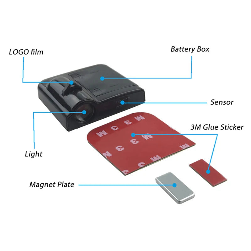 1pc Wireless LED Shadow Projector Courtesy Step Lights Cars Door Welcome Lights Shadow Light Laser Emblem Lamps for Acura Jaguar