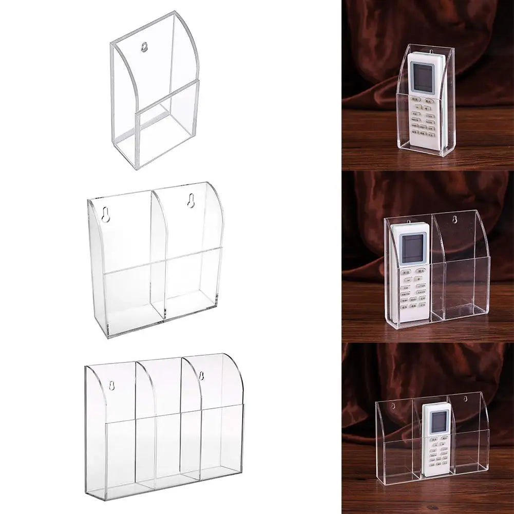 Case Acrylic Remote Control Holder Office Air Conditioner Makeup Brush Home Space Saving Transparent Wall Mounted Storage Box 4