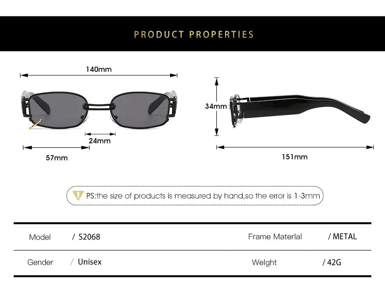 Fashion Women Men Sunglasses Earring Rimmed Ring Sun Glasses Brand Designer Outdoor Eyewear Beach Shopping Rectangle Punk UV400