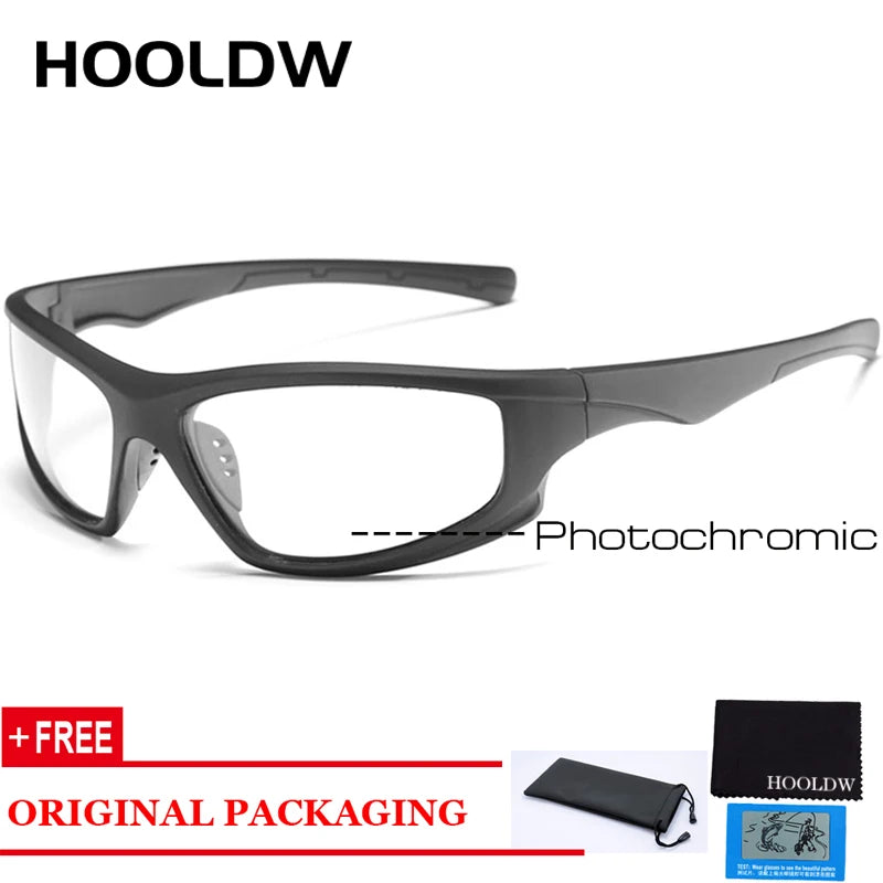 HOOLDW Polarized Photochromic Sunglasses Men Outdoor Sports Chameleon Sun glasses Driving Goggles Glasses Change Color Eyewear