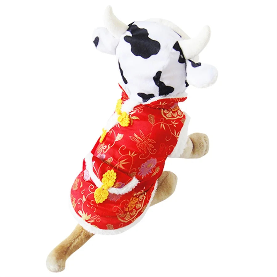 Cute Cow Design Winter Pet Dog Hat Cap Warm Windproof Pet Hats Cotton Dog Accessories For Small Medium Dogs Hat