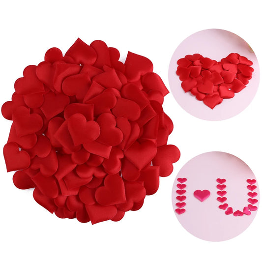 100Pcs/lot Fabric Love Heart Sponge Rose Petals DIY Wedding Party Decorations Valentine's Day Birthday Supplies Handmade Craft