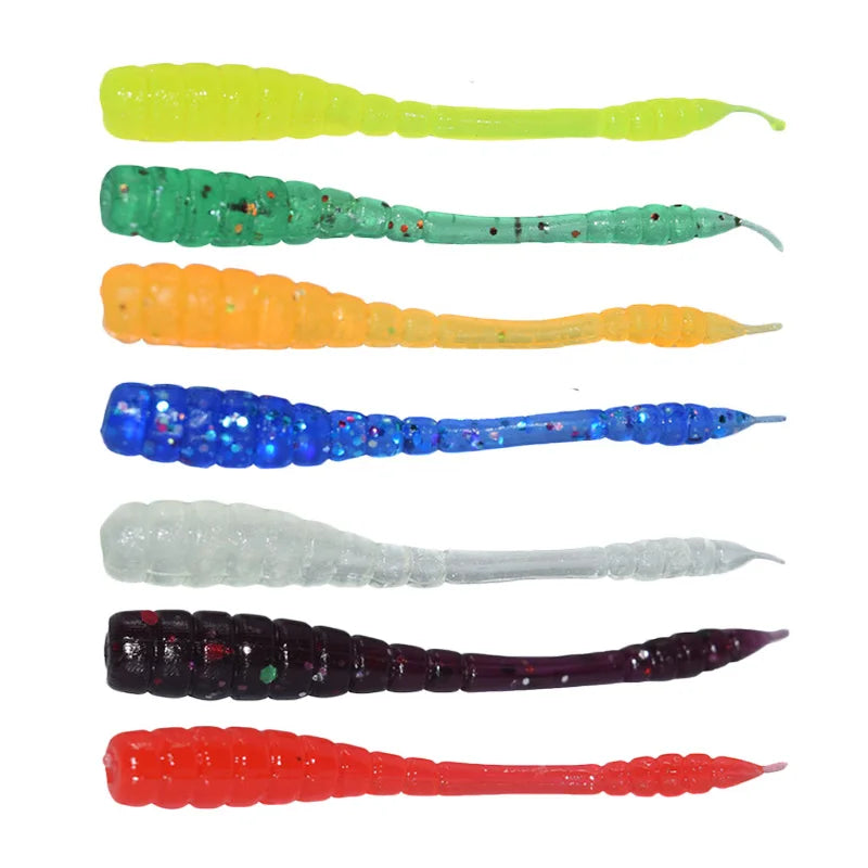 50pcs 45mm 4.5g fish smell Soft Worm Shrimp Fish Ocean Rock lure bass Jerkbait shrimp smell Wobblers Carp Pesca Peche soft lure