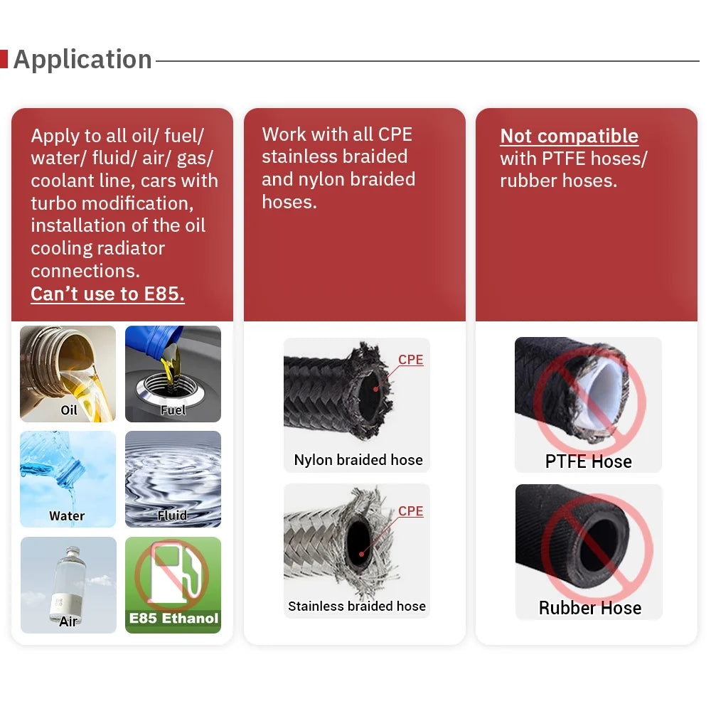 AN6 AN8 AN10 Oil Fuel Swivel Hose Anoized Aluminum Straight Elbow 0 45 90 120 180 Degree Hose End Oil Fuel Reusable Fitting