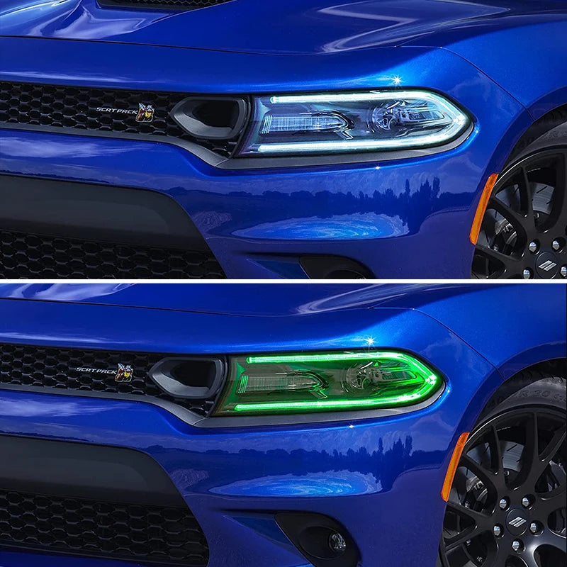Car Bluetooth APP Remote Control RGBW MultiColor LED Headlight Circuit Board Light Kit For 2015-2020 Dodge Charger DRL