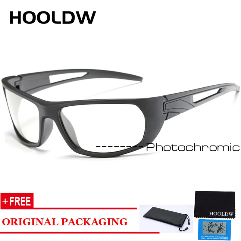 HOOLDW Polarized Photochromic Sunglasses Men Outdoor Sports Chameleon Sun glasses Driving Goggles Glasses Change Color Eyewear