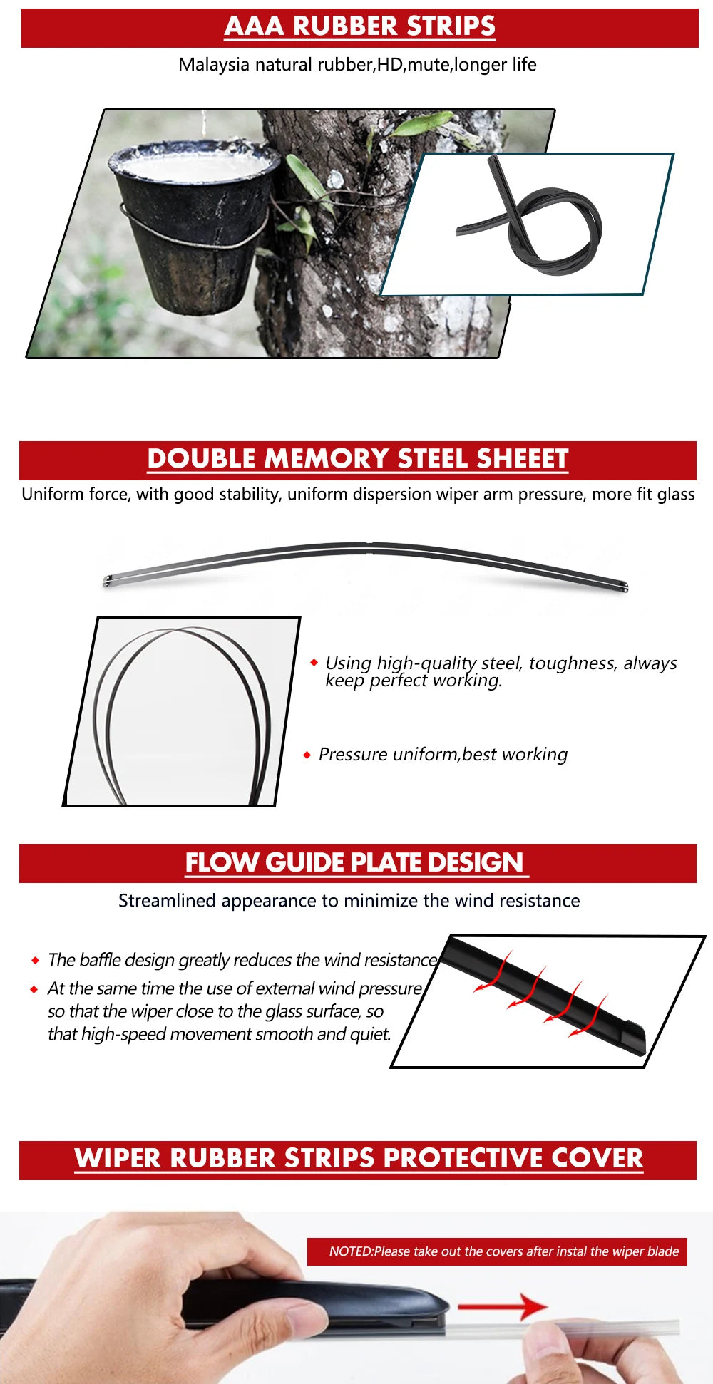 KAWOO Wiper Front Car Wiper Blades For KIA Rio 3 2011-2017 Windshield Windscreen Front Window Accessories 26"+16" LHD RHD