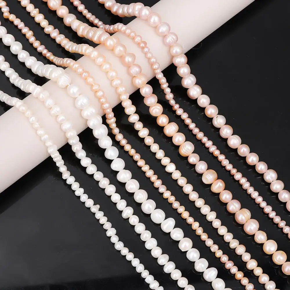 45-80pcs/lot Natural Freshwater Pearl Beads High Quality 35cm Punch Loose Beads for DIY Women Elegant Necklace Jewelry Making