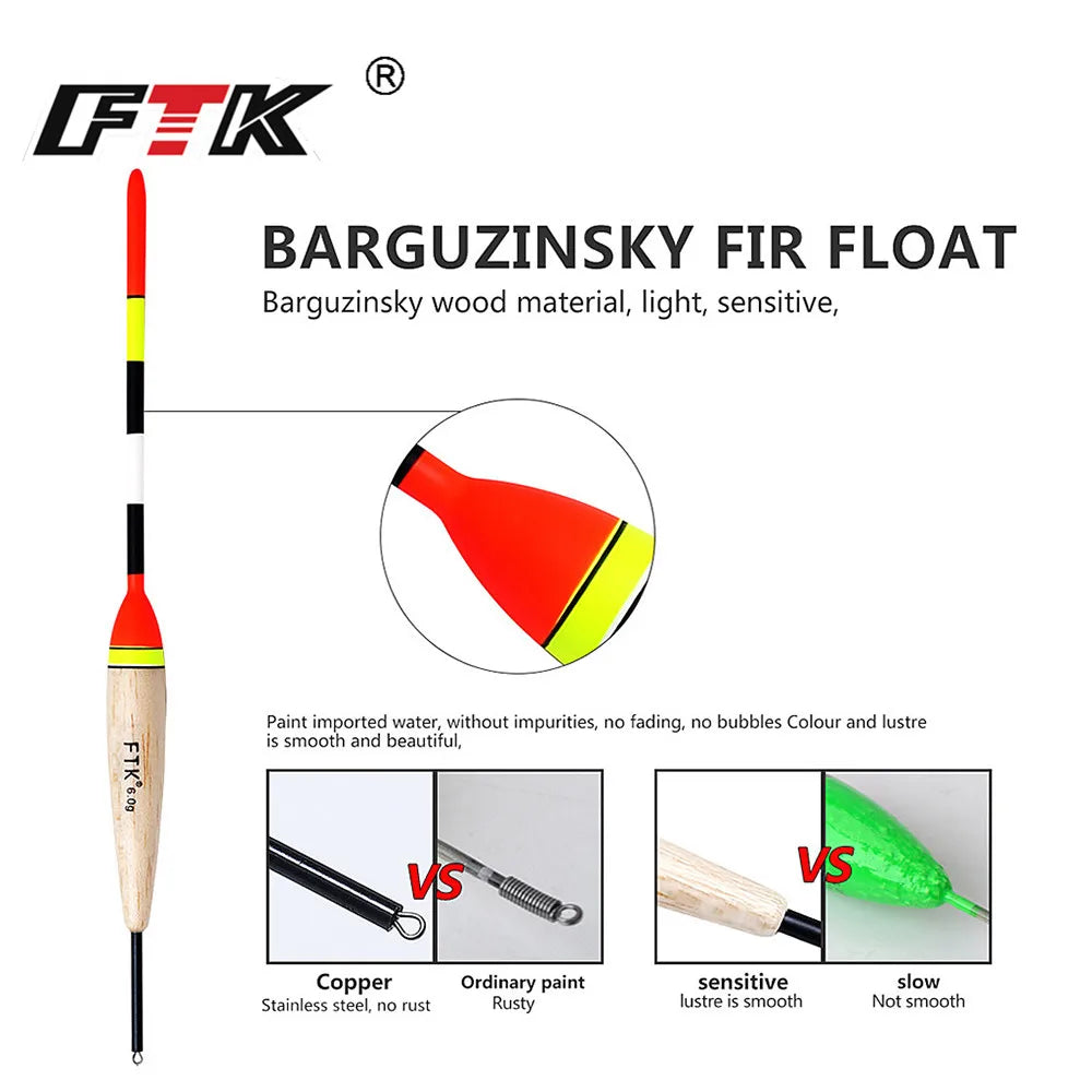 FTK Barguzinsky Fir Light On The Dark 5Pcs/Lot Fishing Float Length 19-23cm Float Weight 2g-6g For Carp Fishing