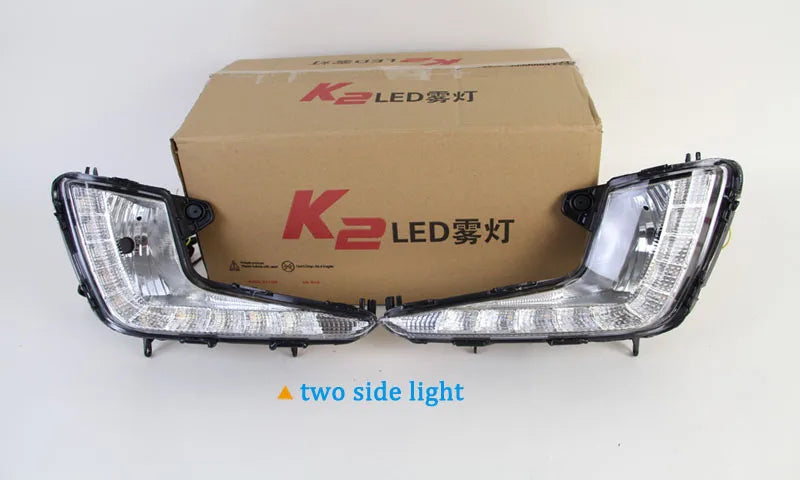 Car LED DRL 12V Daylights For Kia Rio K2 2011 2012 2013 2014  Yellow Turn Signal Daytime Running Headlamps Auto Driving Fog Lamp