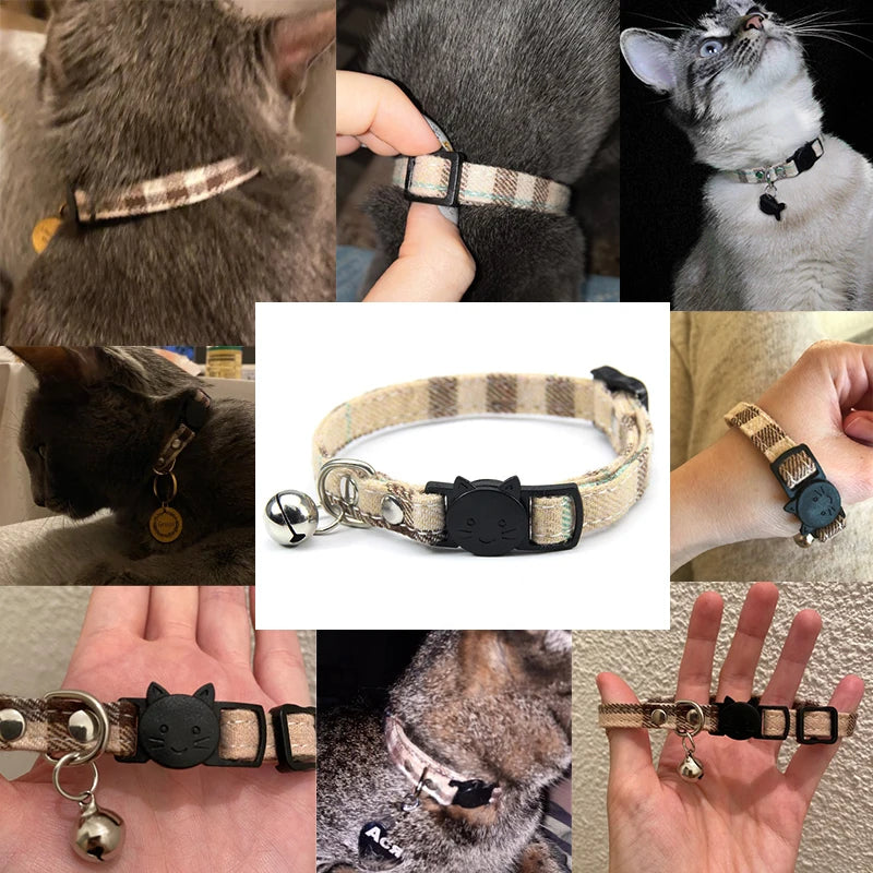 Adjustable Collar for cats Security snap Cat Collar with bell Cotton Material Does Not Hold The Neck Pet Products Puppy Collar