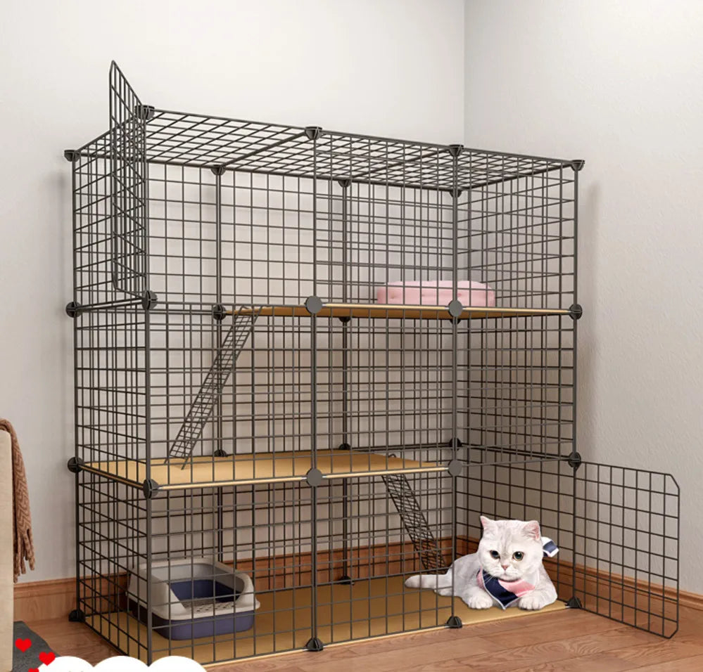 DIY Pet Cat Cage Large Indoor Large Indoor House Outdoor Large Cat House Villa Multi Door & Window Folding Detachable Large Hous