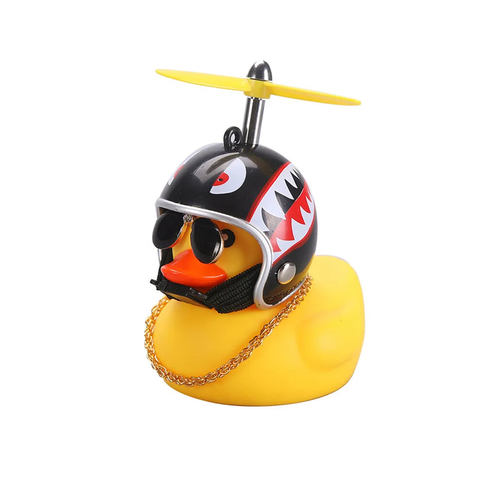 Car Gift Duck With Helmet Broken Wind Pendant Small Yellow Duck Road Bike Motor Helmet Riding Cycling Accessories Without Lights