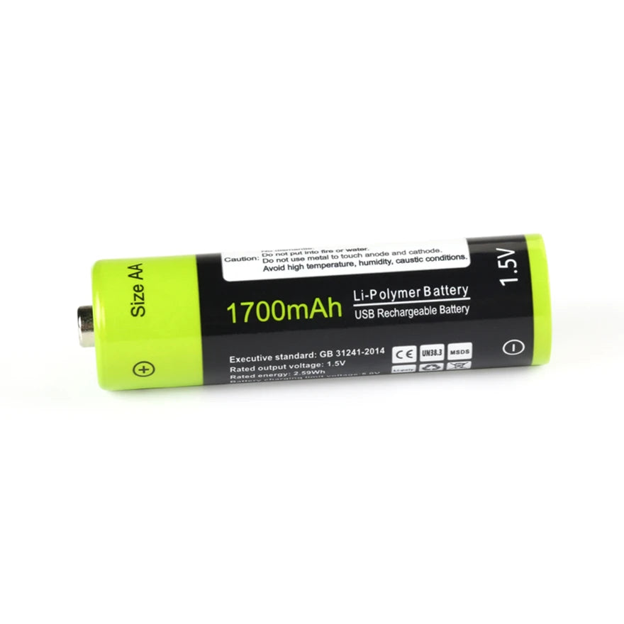 ZNTER 1.5V AA 1700mAh rechargeable lithium battery USB lithium polymer battery fast charging via Micro USB cable