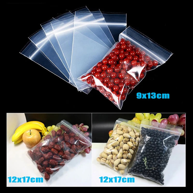 100pcs Clear Thick Heavy-Duty Zip Lock Ziplock Storage Bag Package Plastic Small Reclosable Poly Bags Thicken 3.6MIL 0.08mm