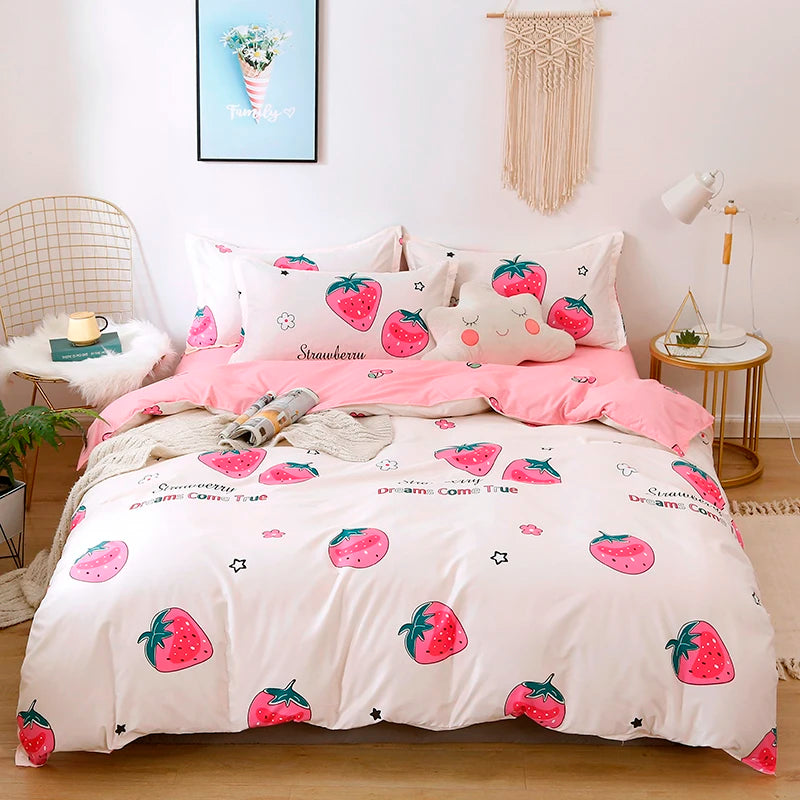Solstice Home Textile Black Lattice Duvet Cover Pillowcase Bed Sheet Simple Boy Girls Bedding Sets Single Twin Double Cover Beds