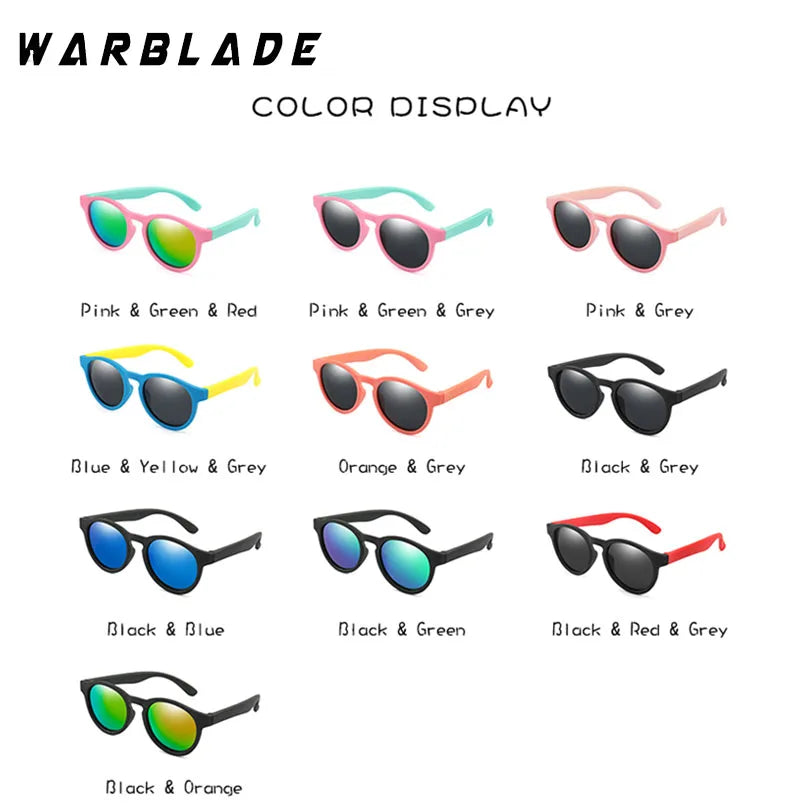 WarBLade Colorful Flexible Kids Sunglasses Polarized Boys Girls Round Sun Glasses Child Baby Eyewear Silicone Eyeglasses UV400