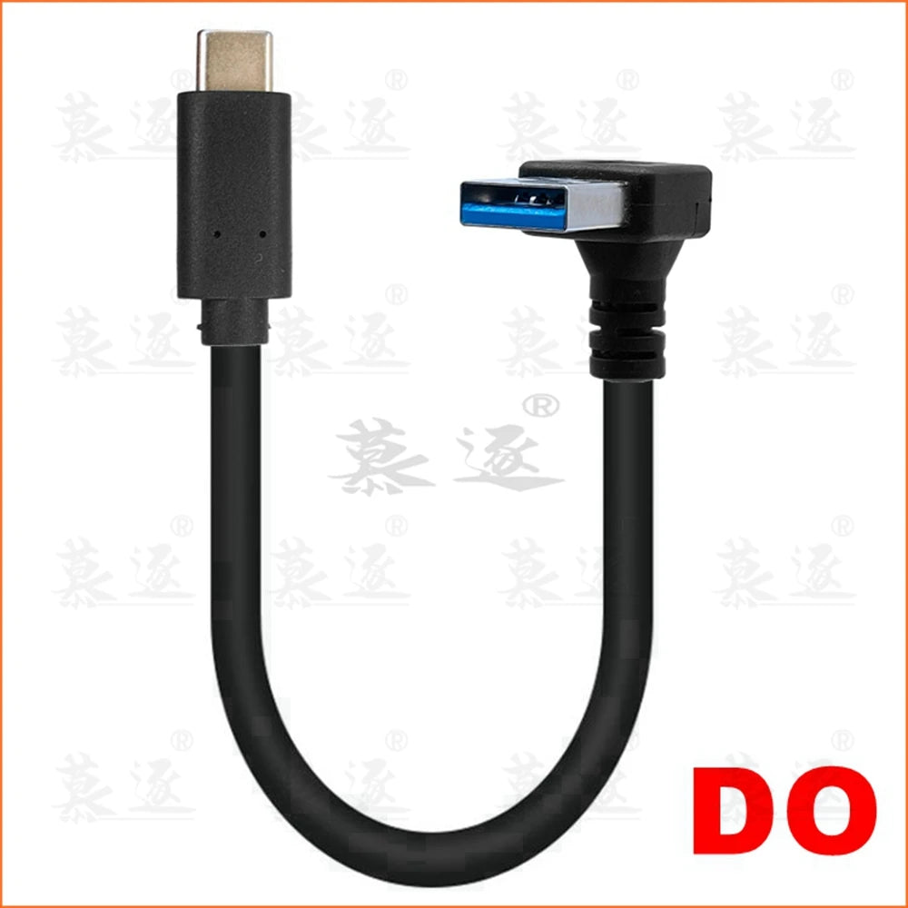 Gold-plated plug USB3.1 Type-C To USB 3.0 Type A 90 Degree Left & Right Angle Male To Male Adapter Cable 0.25m/25cm