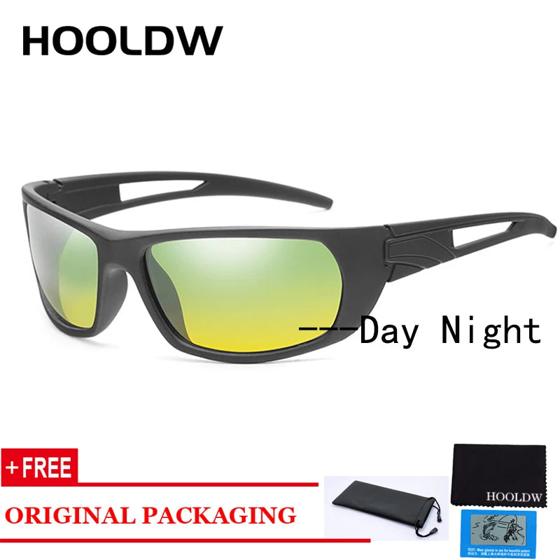 HOOLDW Retro Polarized Photochromic Sunglasses Night Vision Glasses Men Women Day Night Driving Anti-glare Goggle Eyewear UV400