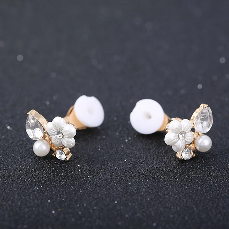 JIOFREE Fashion Hot Sale Korea Zircon flower Shape Statement Clip On Earrings no pierced With Crystal Rhinestone Wedding Jewelry