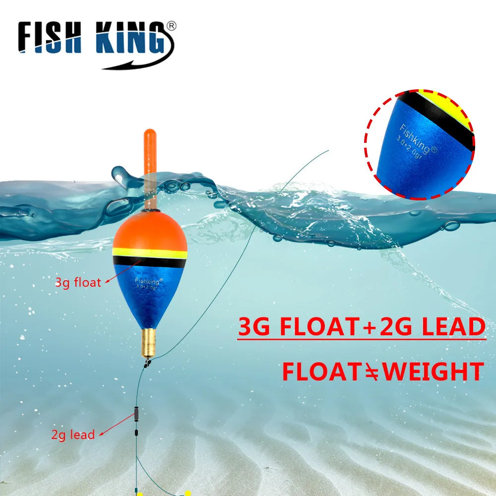 FISH KING Fishing Float 5pcs/lot Mix size Barguzinsky Fir Float Copper length 80-85mm Weight 6.0g/8.5g/9.0g For Fishing Tackle