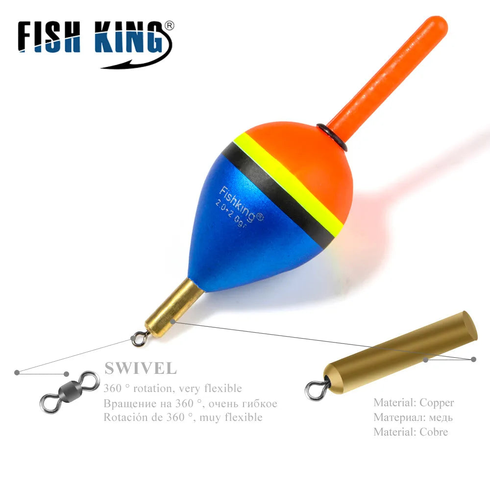 FISH KING Fishing Float 5pcs/lot Mix size Barguzinsky Fir Float Copper length 80-85mm Weight 6.0g/8.5g/9.0g For Fishing Tackle