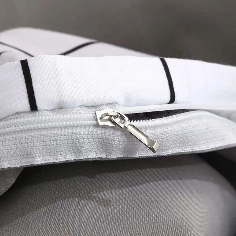 Solstice Home Textile Black Lattice Duvet Cover Pillowcase Bed Sheet Simple Boy Girls Bedding Sets Single Twin Double Cover Beds