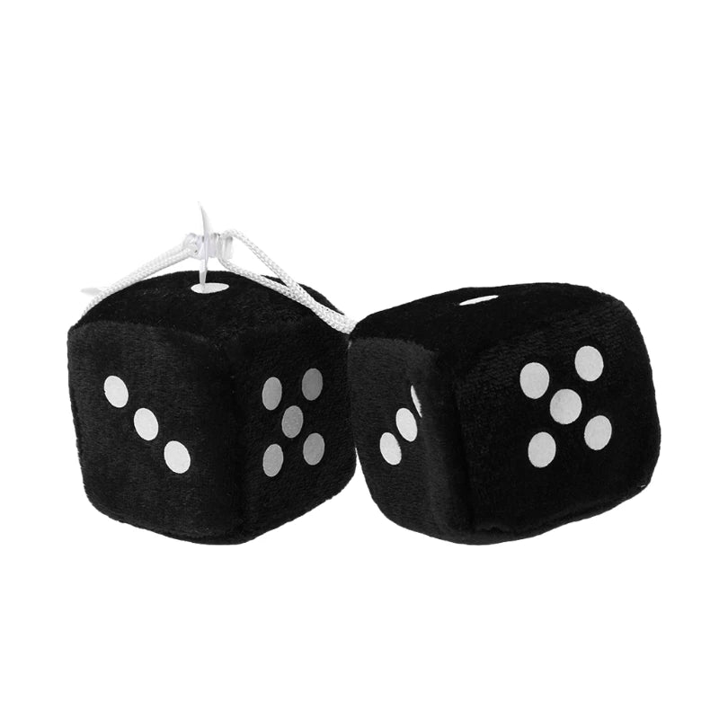 2PCS Car-Styling Fuzzy Dice Dots Rear View Mirror Hangers Car Interior Decoration Auto Accessories Interior Ornaments