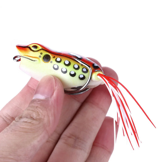 Hengjia 1PCS Popper Frog Big Mouth Fishing Lures 5.5cm 12g Wobbler Top Water Artificial Bait Isca Pesca Tackle Beard Simulation