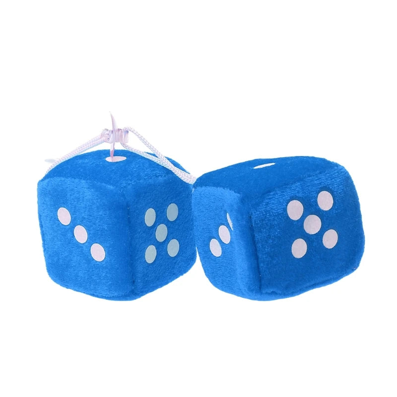 2PCS Car-Styling Fuzzy Dice Dots Rear View Mirror Hangers Car Interior Decoration Auto Accessories Interior Ornaments