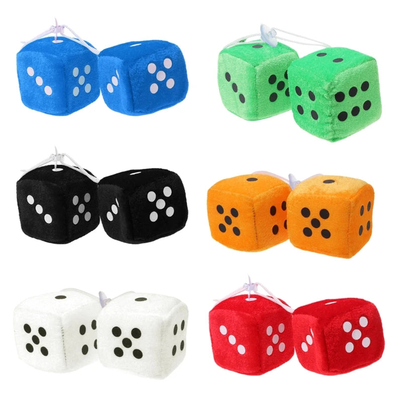 2PCS Car-Styling Fuzzy Dice Dots Rear View Mirror Hangers Car Interior Decoration Auto Accessories Interior Ornaments